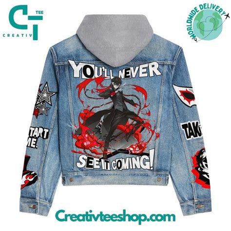 Persona5 Youll Never See It Coming Hooded Denim Jacket Creativteeshop