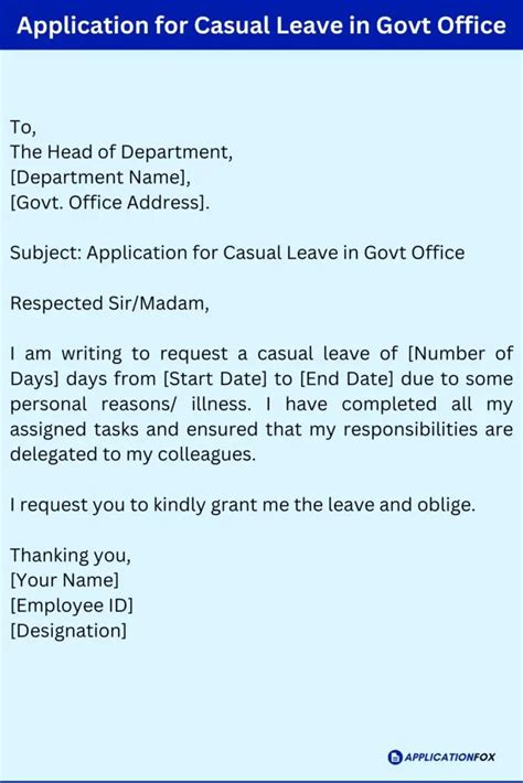 7 Samples Casual Leave Application For Office