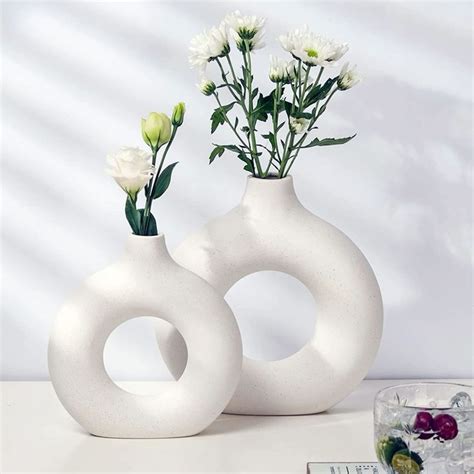 white ceramic vase set  modern home decor vases decor white