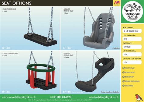 Swing Frames And Seats For Childrens Play Areas Seat Options