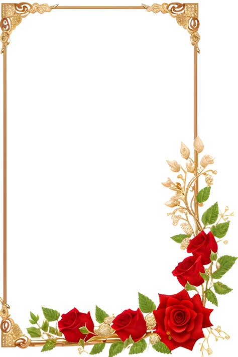 Rose Golden Border Frame PNG Image Transparent Background Ai Generative ...