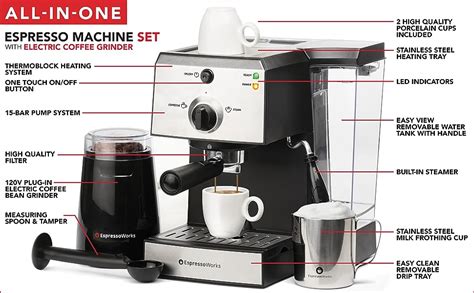 Amazon EspressoWorks Juego de máquina de café expreso todo en