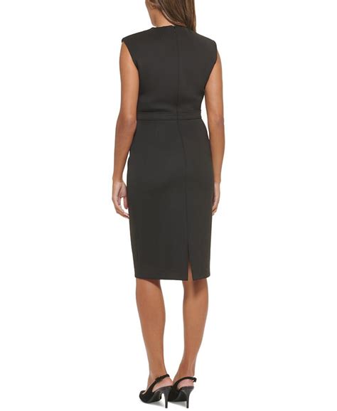 Calvin Klein Womens Curved Neck Scuba Crepe Sheath Dress Macys