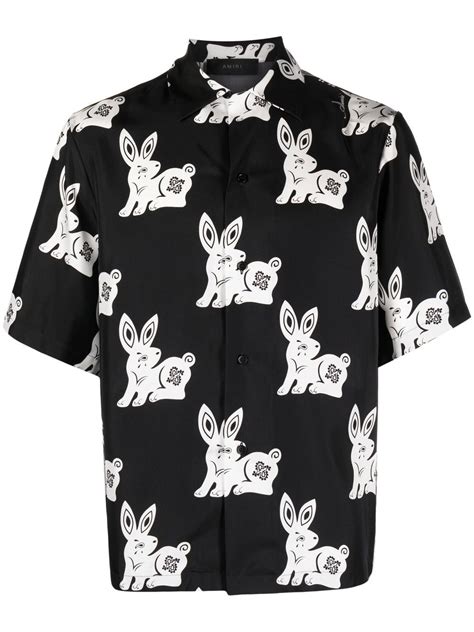 Amiri Rabbit Motif Silk Shirt Farfetch