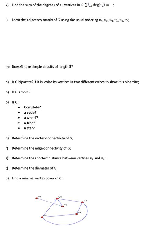 Solved 1 Given The Above Undirected Graph G A Determine Chegg