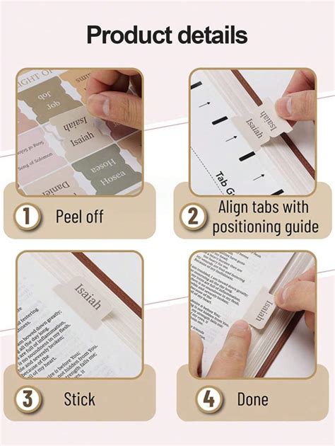 5pcs Bible Index Tabs Stickers Cross Design In Multiple Colors For