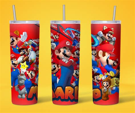 Mario 20 Oz Skinny Tumbler Sublimation Designs Wrap Tumbler For