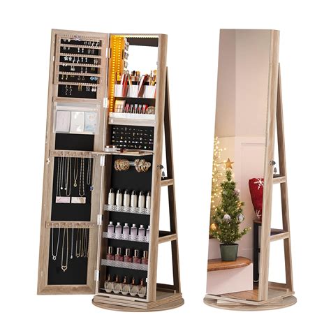 Hnebc Rotating Jewelry Cabinet With Lights H Standing Jewelry