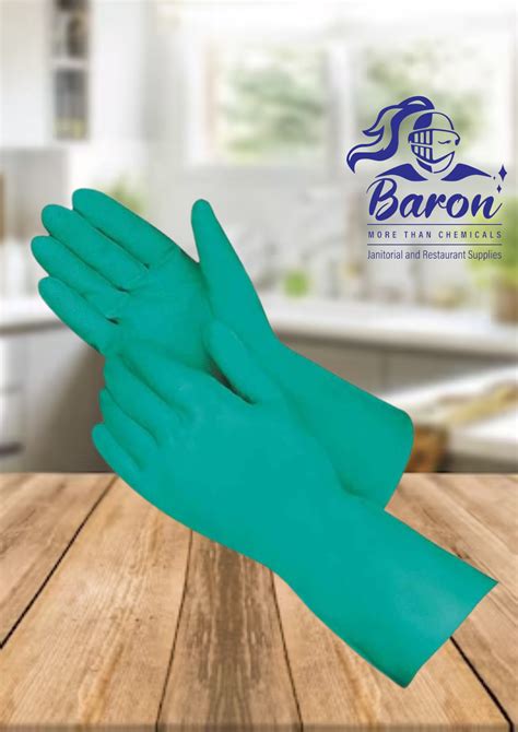 Boardwalk Bwk183 Nitrile Flock Lined Gloves Green Baron Chemicals