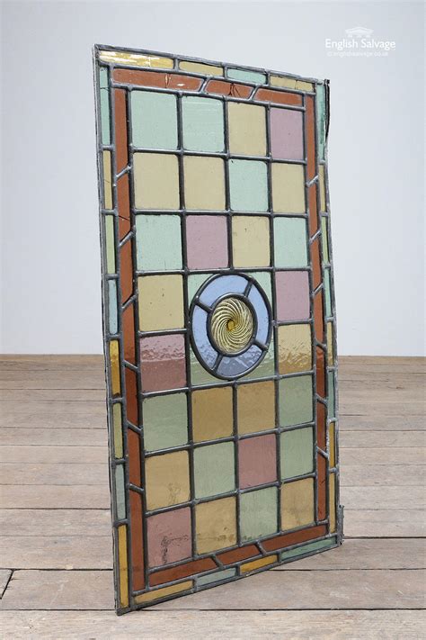 Pair Of Reclaimed Leaded Stained Glass Panels