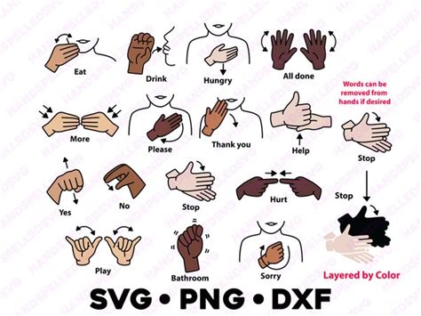 Basic Sign Language Digital Pack Sign Language Cards Asl Etsy Canada