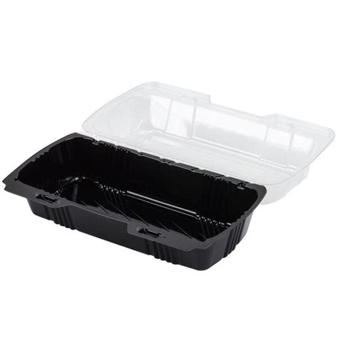 Polar Pak 29565 8 X 4 X 3 Pet Black And Clear Hinged Hoagie Sub