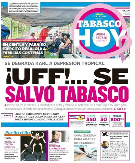 Periódico Tabasco Hoy México Periódicos de México Edición de sábado