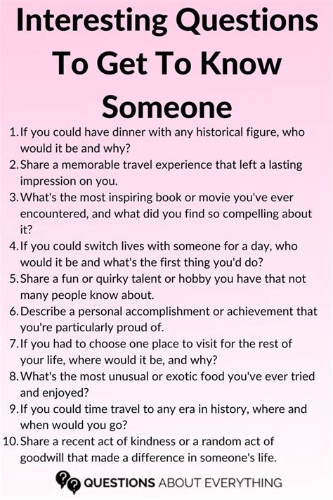 135 Interesting Questions To Get To Know Someone Artofit