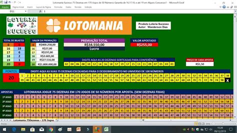 Planilha Lotomania 75 Dezenas YouTube