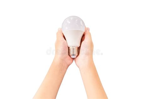 Closeup Led Lighting Bulb In Hands Stock Image Image Of Conservation