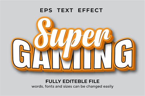 Super Gaming 3d Texteffekt Editierbar Moderner Textstil Premium Vektor