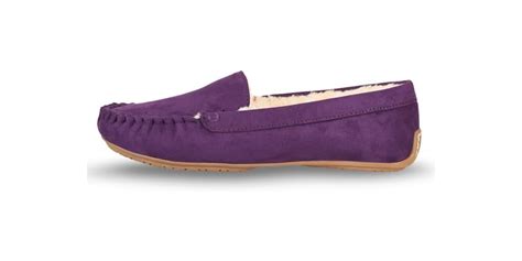 Womens Basic Faux Fur Moccasin Slipper Purple