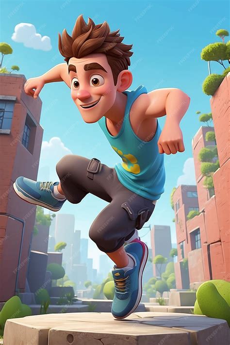 Premium Photo Parkour Expert Cartoon Character 3d Animation