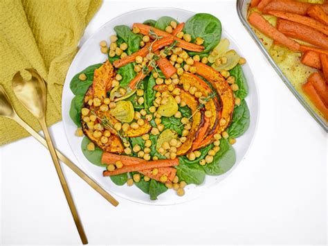 Geroosterde Pompoen Salade Met Kikkererwten Gezonde Salade