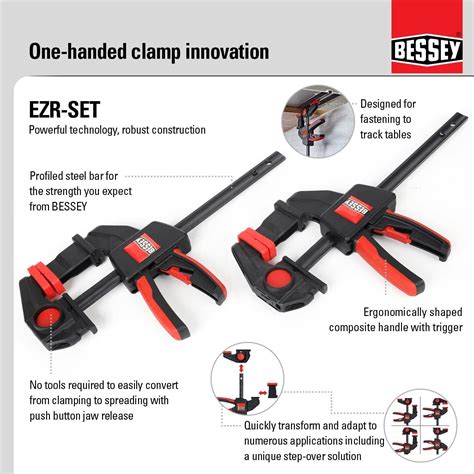 Bessey Ezr Set 6 In One Hand Tabletrack Clamp Multi Use Hand Tools