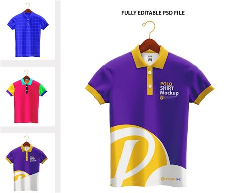 Premium PSD YELLOW AND PURPLE POLO SHIRT MOCKUP TEMPLATE