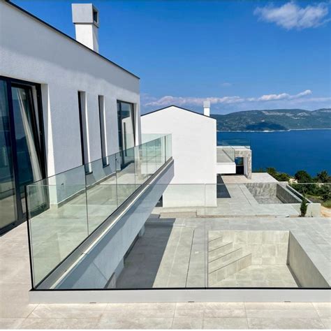 Outdoor Balcony Anodised Frameless 12mm Tempered Glass Systems Glass