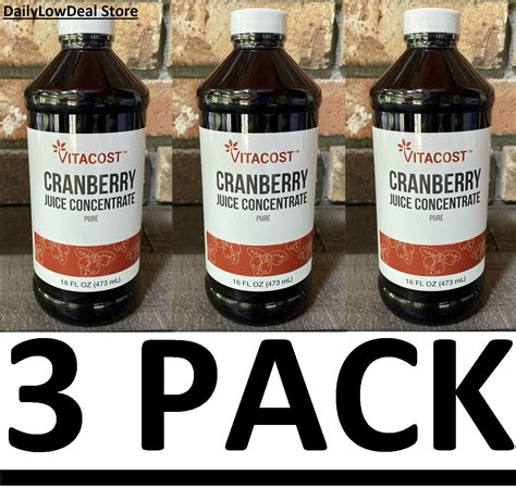 3 Pack Vitacost 100 Pure Cranberry Juice Concentrate 16 Fl Oz Total 48 Oz Ebay