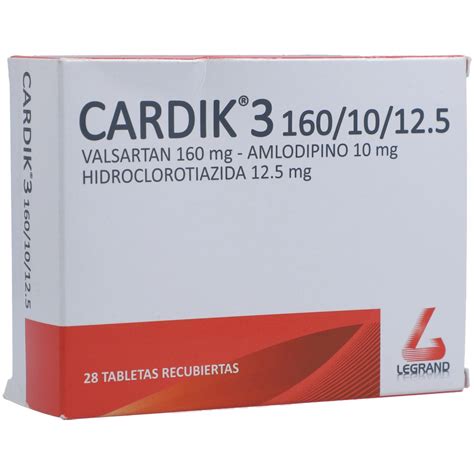 Cardik 3 160 10 12 5 Mg 28 Tabletas Recubiertas Cruz Verde