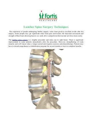 Lumbar Spine Surgery