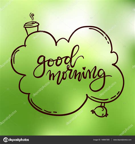 Calligraphic Inscription Good Morning Hand Drawn Lettering Stock