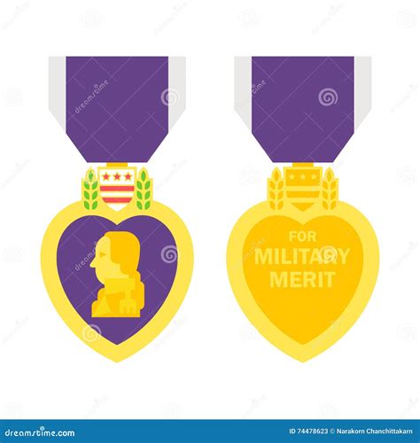 Flat Design Purple Heart Medal Stock Vector Illustration Of Army