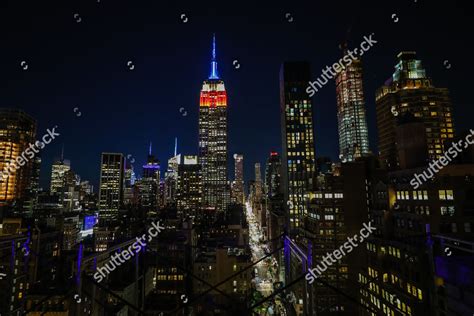 Empire State Building Seen Lit Colors Editorial Stock Photo - Stock ...