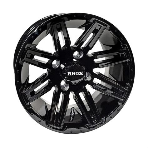 12 Rx265 Gloss Black Golf Cart Wheel Rhox® — Golfcartstuff™