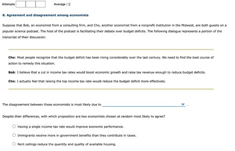 Solved Agreement And Disagreement Among Economists Chegg