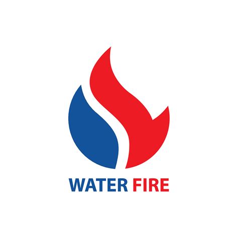 Water Fire Logo Icon Vector Flat Design Illustration Vector