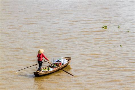 Sampan Popular Small Boat In Mekong Delta Vietnam Editorial Stock