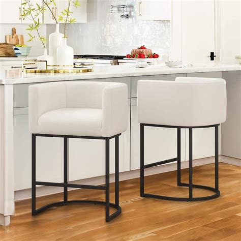 Lue Bona Jessica In Beige Modern Counter Bar Stool Fabric