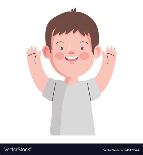 Down syndrome boy cartoon Royalty Free Vector Image