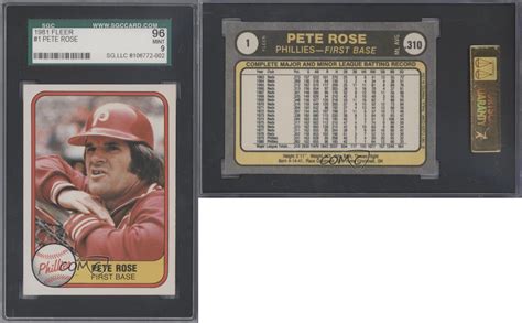 1981 Fleer #1 Pete Rose SGC 96 Philadelphia Phillies Baseball Card | eBay