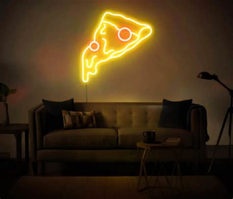 Colorful Pizza Slice Neon Sign Pizzas Art Neon Lights Wall Decor Led