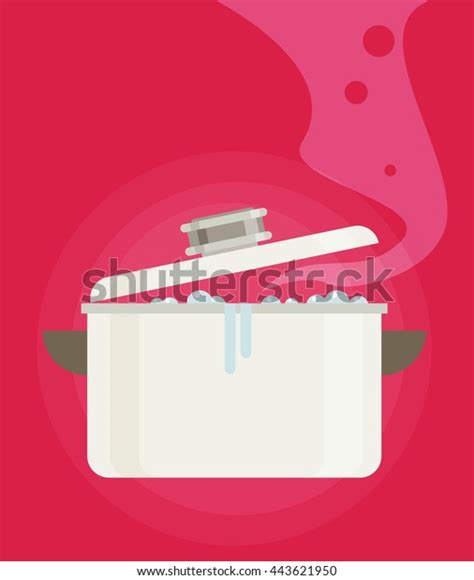 Boiling Water Pan Flat Vector Stock Vector Royalty Free 443621950