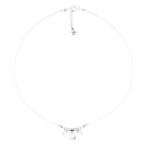 Collier Court Cordon Blanc En Argent Pendentif Pastille Etoile Du Nord