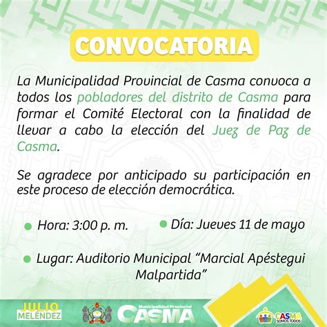 Convocatoria Campa As Municipalidad Provincial De Casma