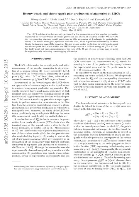 Pdf Beauty Quark And Charm Quark Pair Production Asymmetries At Lhcb