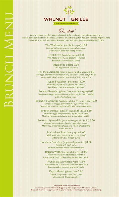 Walnut grille brunch menu