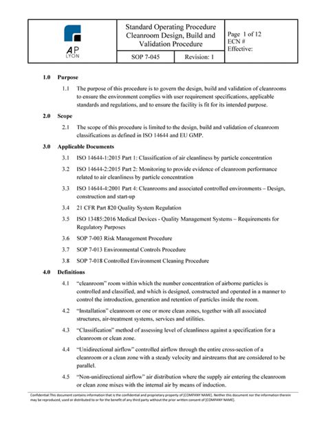 Cleanroom Design And Validation Procedure