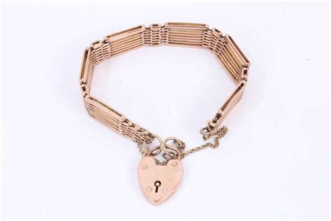 Lot 529 Edwardian 9ct Rose Gold Gate Bracelet With