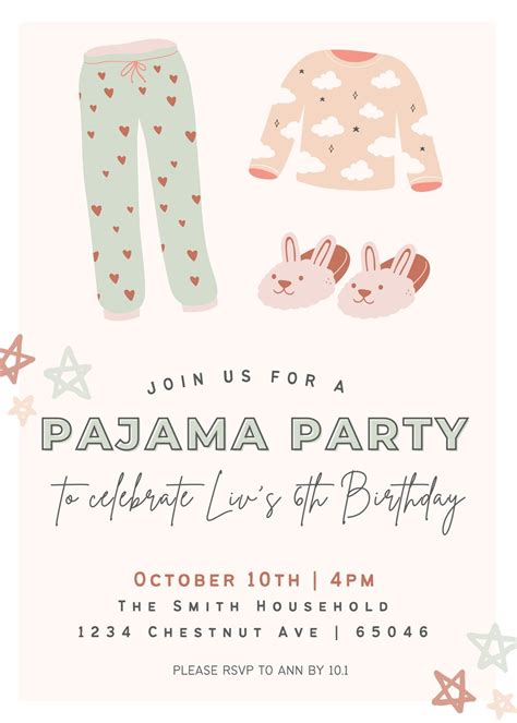 Pajama Party Invitation Sleepover Slumber Party Birthday Etsy Artofit