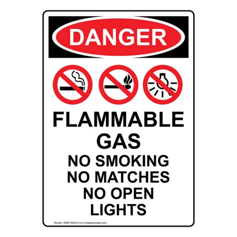 Vertical Flammable Gas No Sign Osha Danger